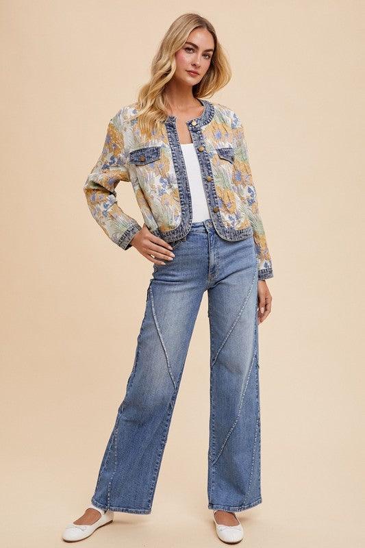 Decorative Seams Wide Leg Jeans - Wildflower Hippies