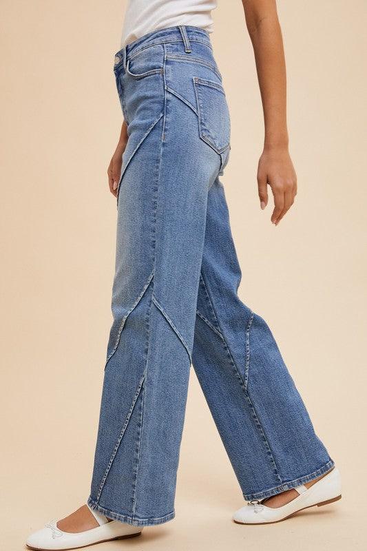 Decorative Seams Wide Leg Jeans - Wildflower Hippies