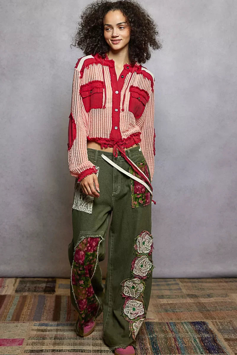 Boho patchwork jeans & fringed crop top - trendy, happy, affordable hippie style