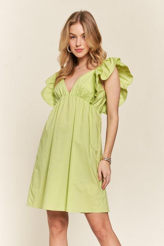 Smocked Back Ruffled Cap Sleeve Babydoll Dress - Wildflower Hippies