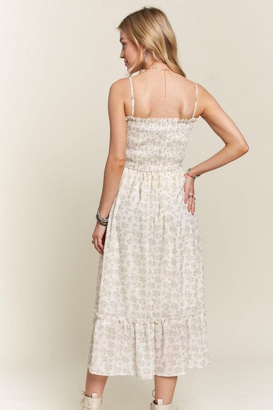 Smocked Floral Ruffled Hem Cami Dress - Wildflower Hippies