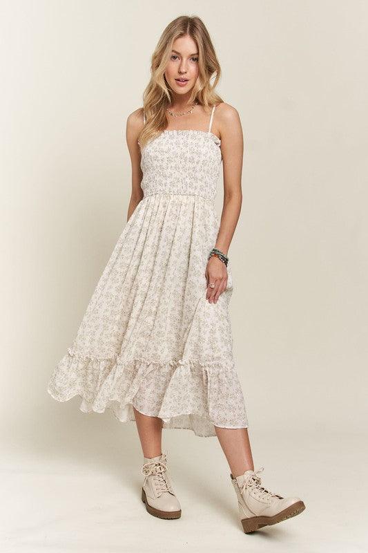 Smocked Floral Ruffled Hem Cami Dress - Wildflower Hippies
