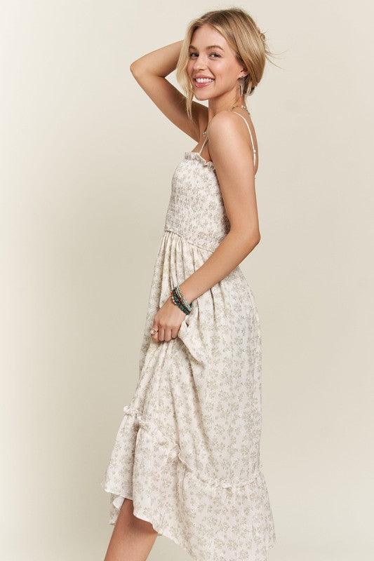 Smocked Floral Ruffled Hem Cami Dress - Wildflower Hippies