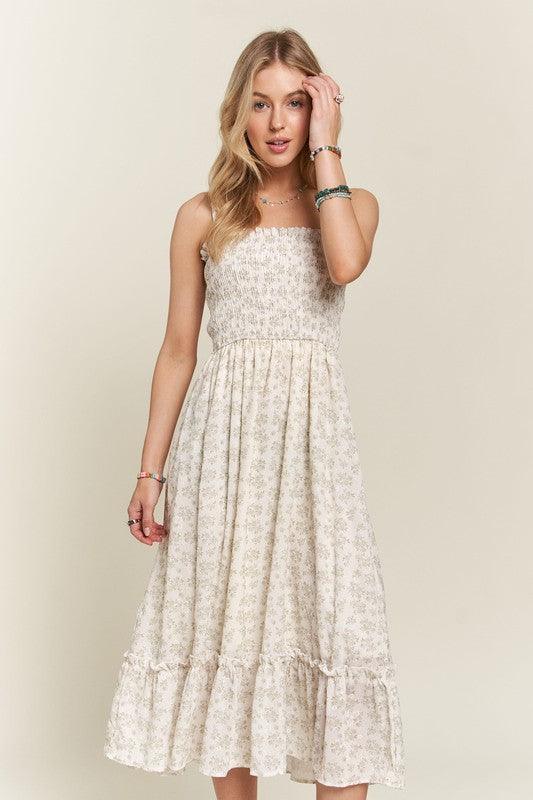 Smocked Floral Ruffled Hem Cami Dress - Wildflower Hippies
