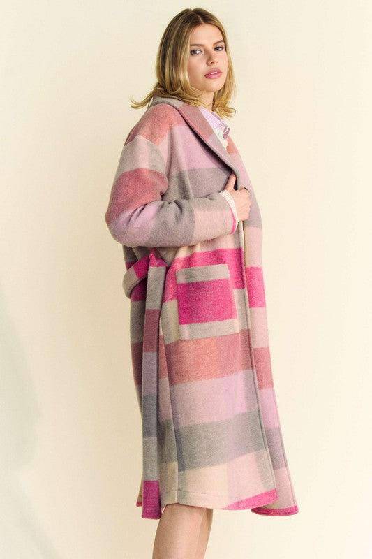 Tied Color Block Collared Neck Coat - Wildflower Hippies