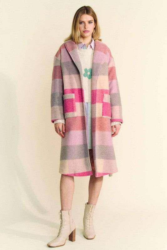 Tied Color Block Collared Neck Coat - Wildflower Hippies
