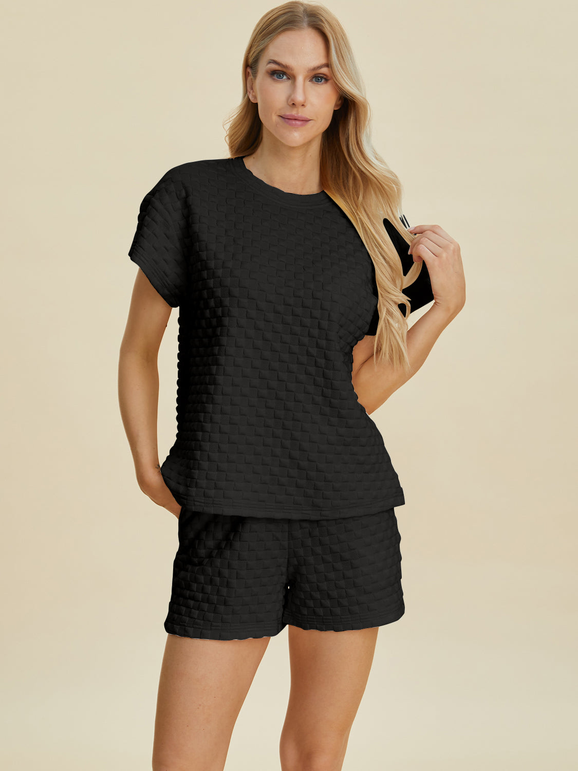 Texture T-Shirt and Shorts Set