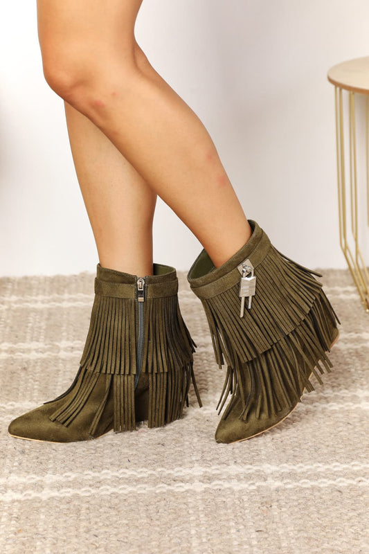 Women's Tassel Wedge Heel Ankle Booties