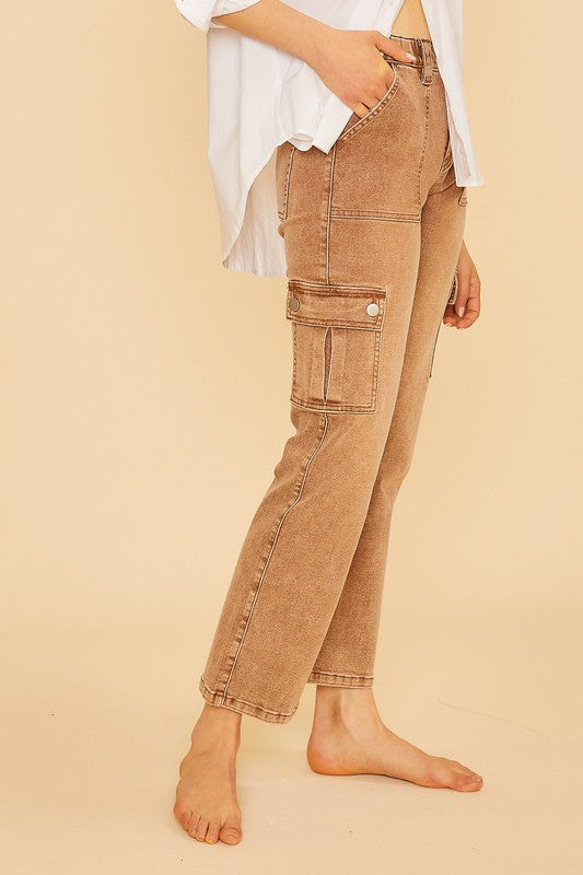 Straight Leg Jeans with Cargo Pockets