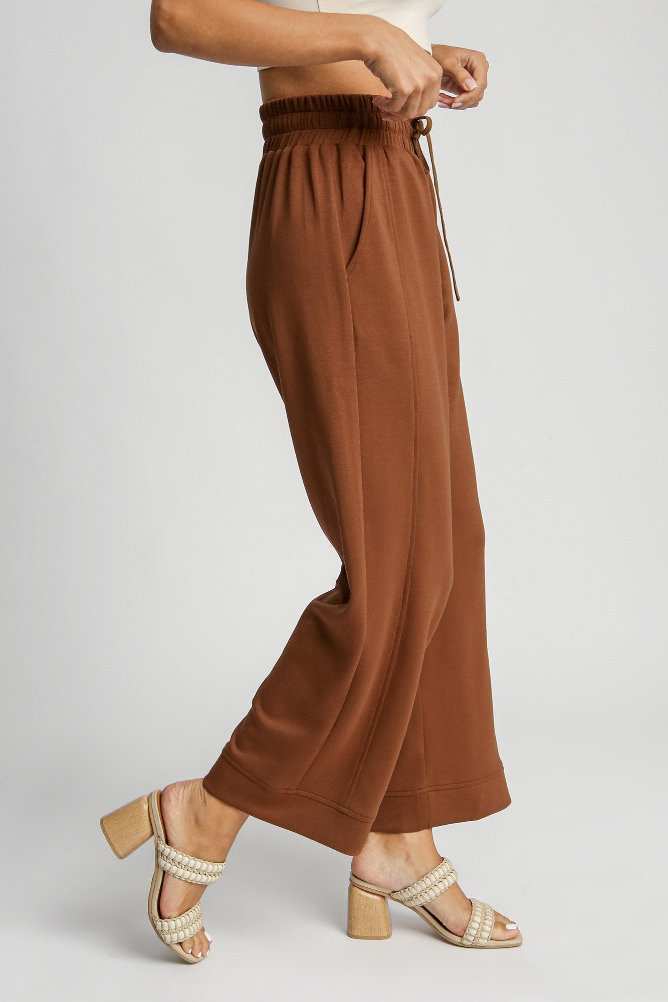 Drawstring Wide Leg Pants with Pockets