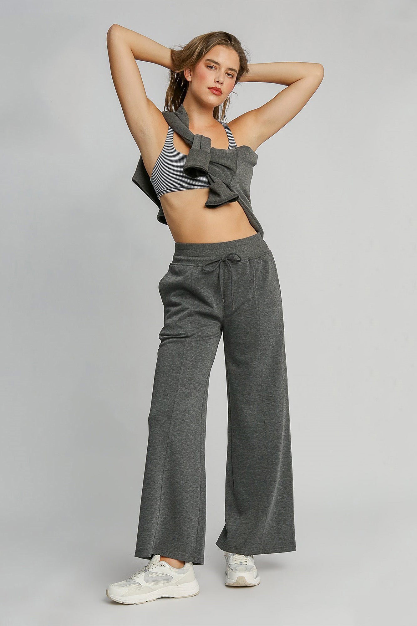 Drawstring Wide Leg Pants with Pockets