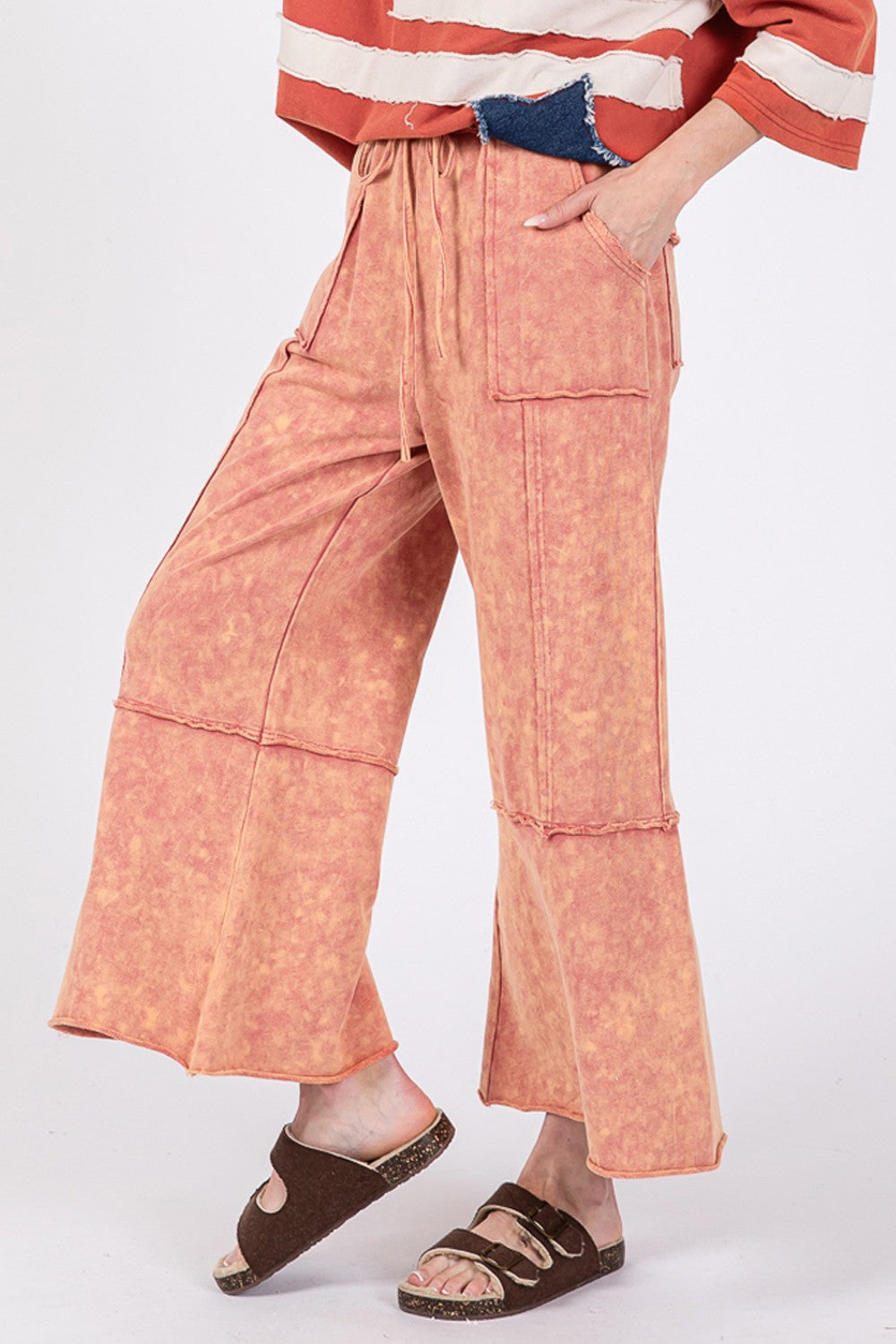 SAGE + FIG Mineral Washed Terry Wide Leg Pants