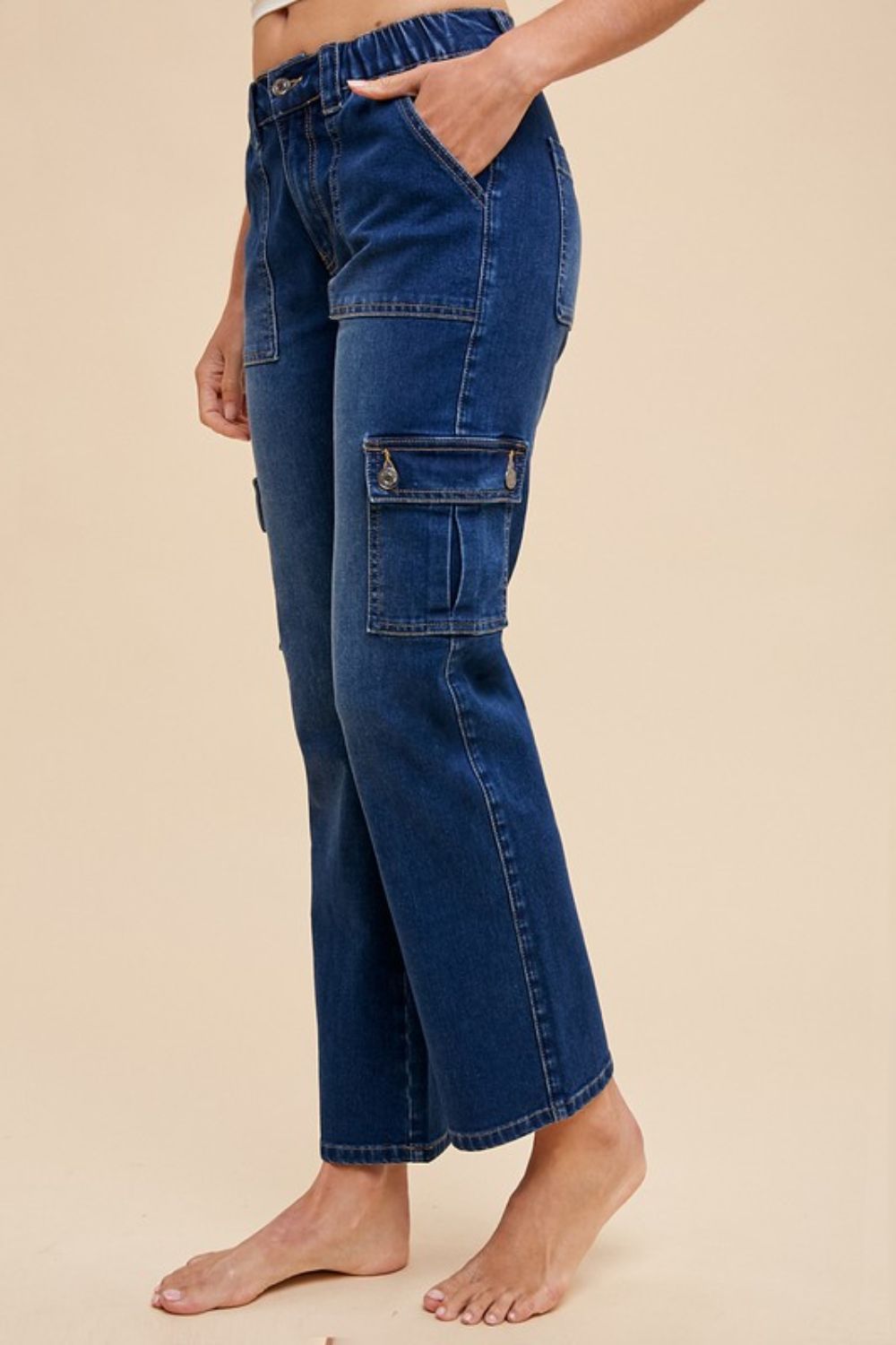 Straight Leg Jeans with Cargo Pockets