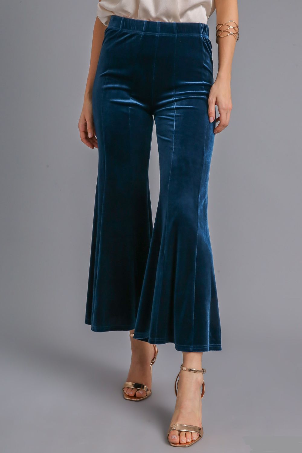 High Rise Elastic Waist Flare Pants