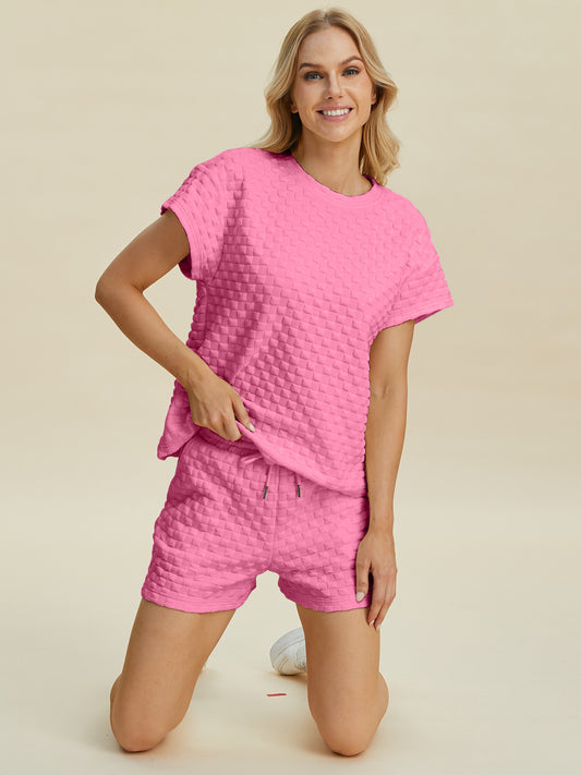 Texture T-Shirt and Shorts Set