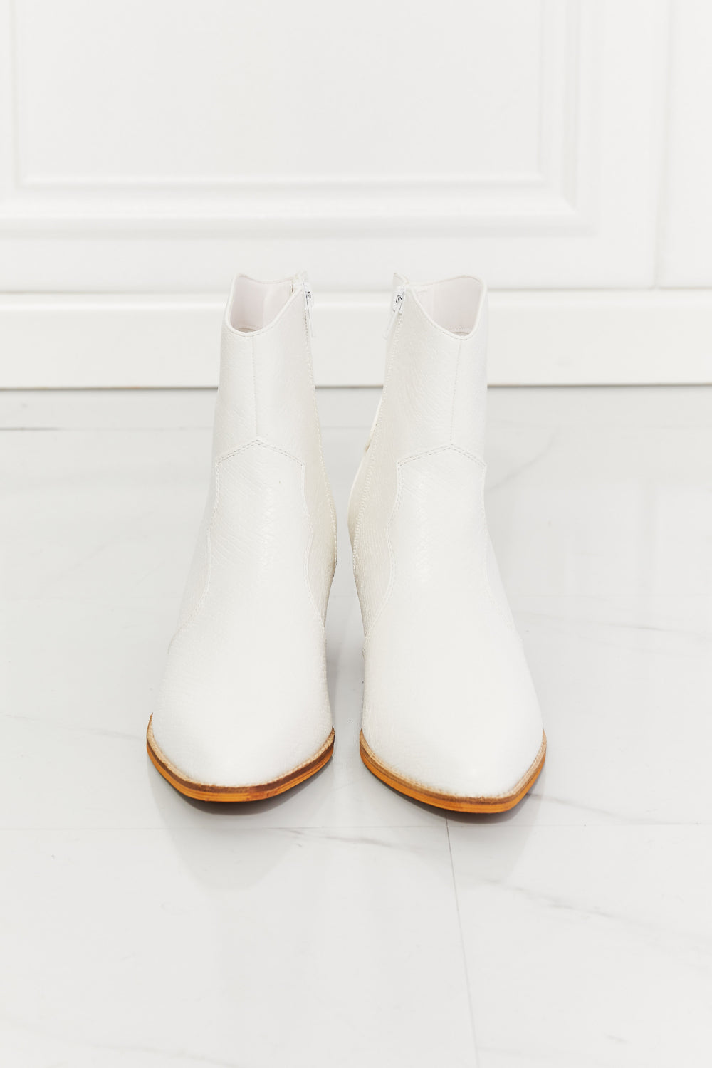 Watertower Town Faux Leather Western Ankle Boots in White