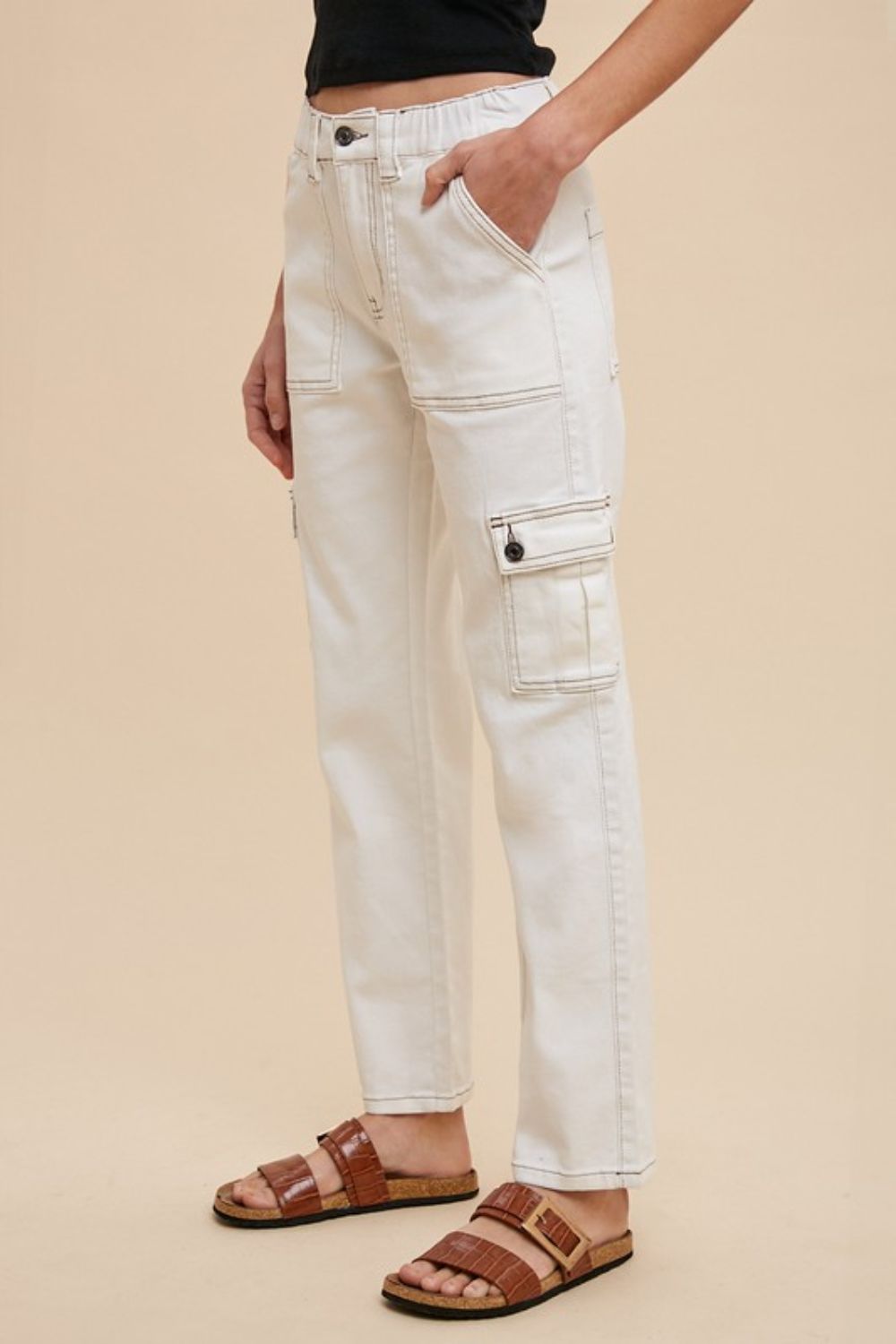 Straight Leg Jeans with Cargo Pockets