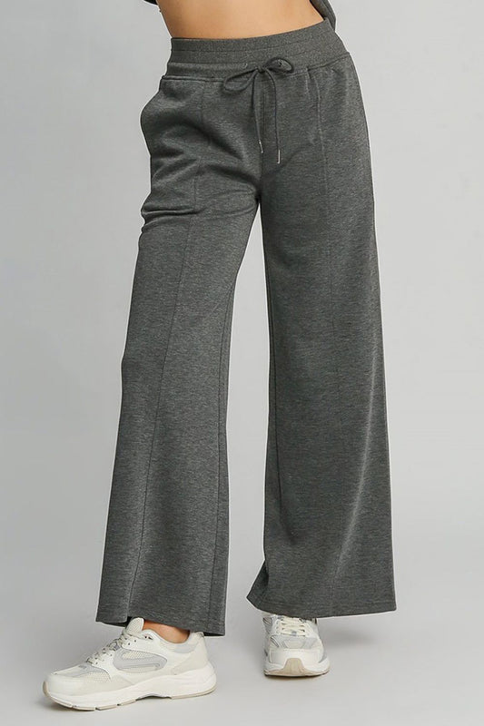 Drawstring Wide Leg Pants with Pockets