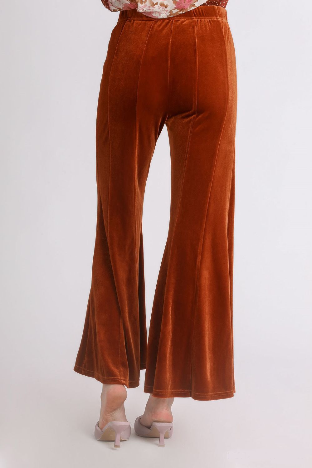 High Rise Elastic Waist Flare Pants