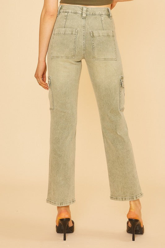 Straight Leg Jeans with Cargo Pockets