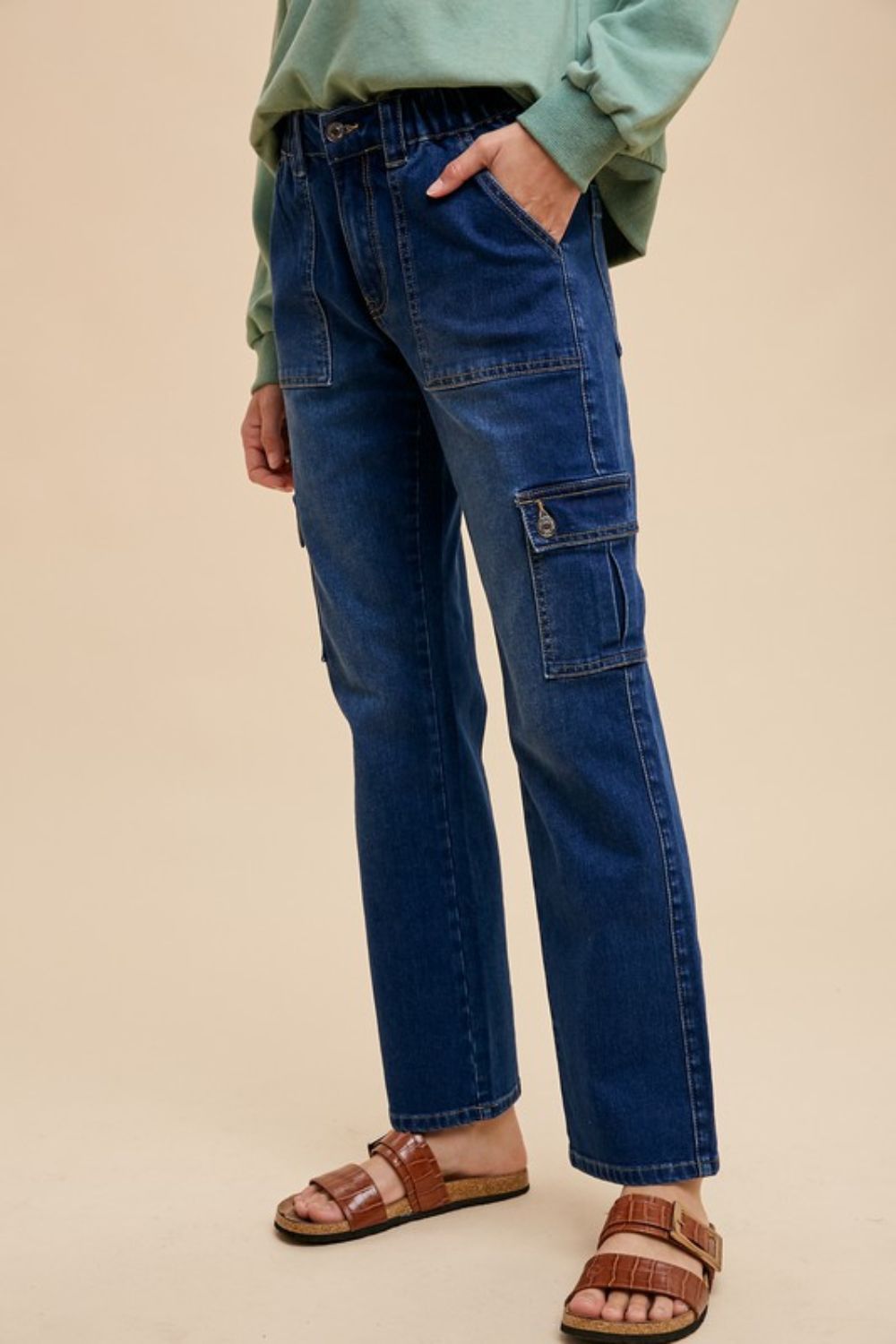 Straight Leg Jeans with Cargo Pockets