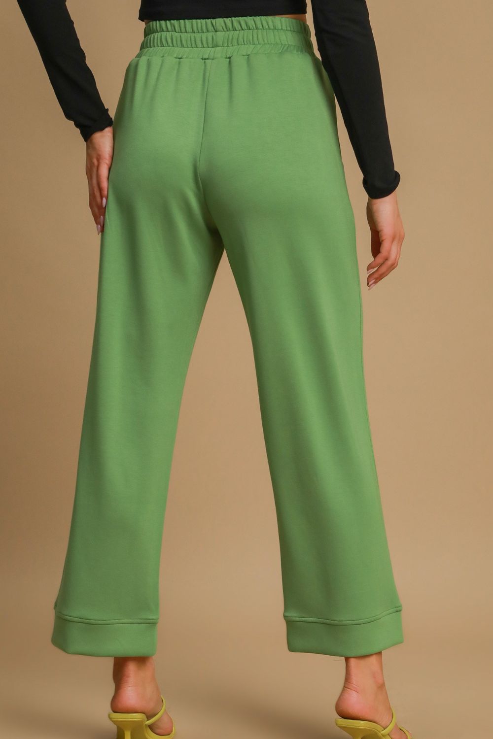 Drawstring Wide Leg Pants with Pockets