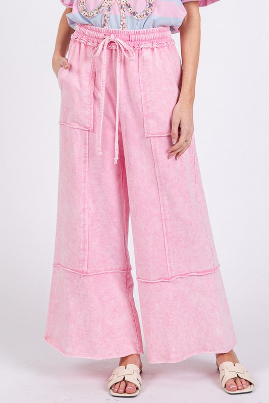 Mineral Washed Terry Wide Leg Pants