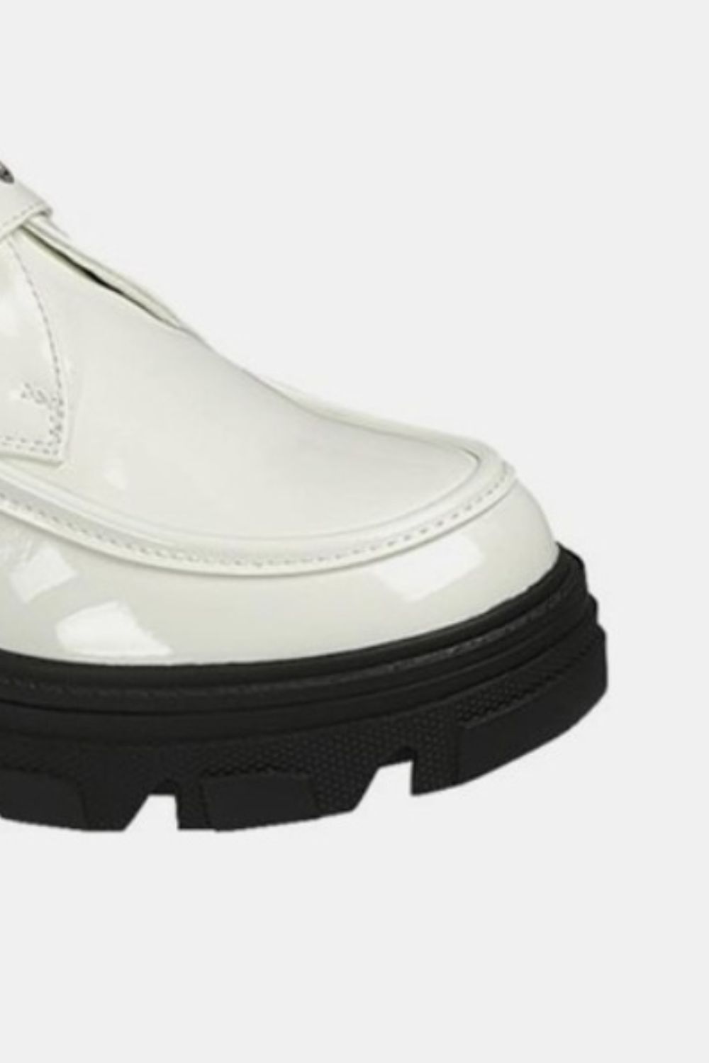 Buckled Platform Lug Sole Loafers- White