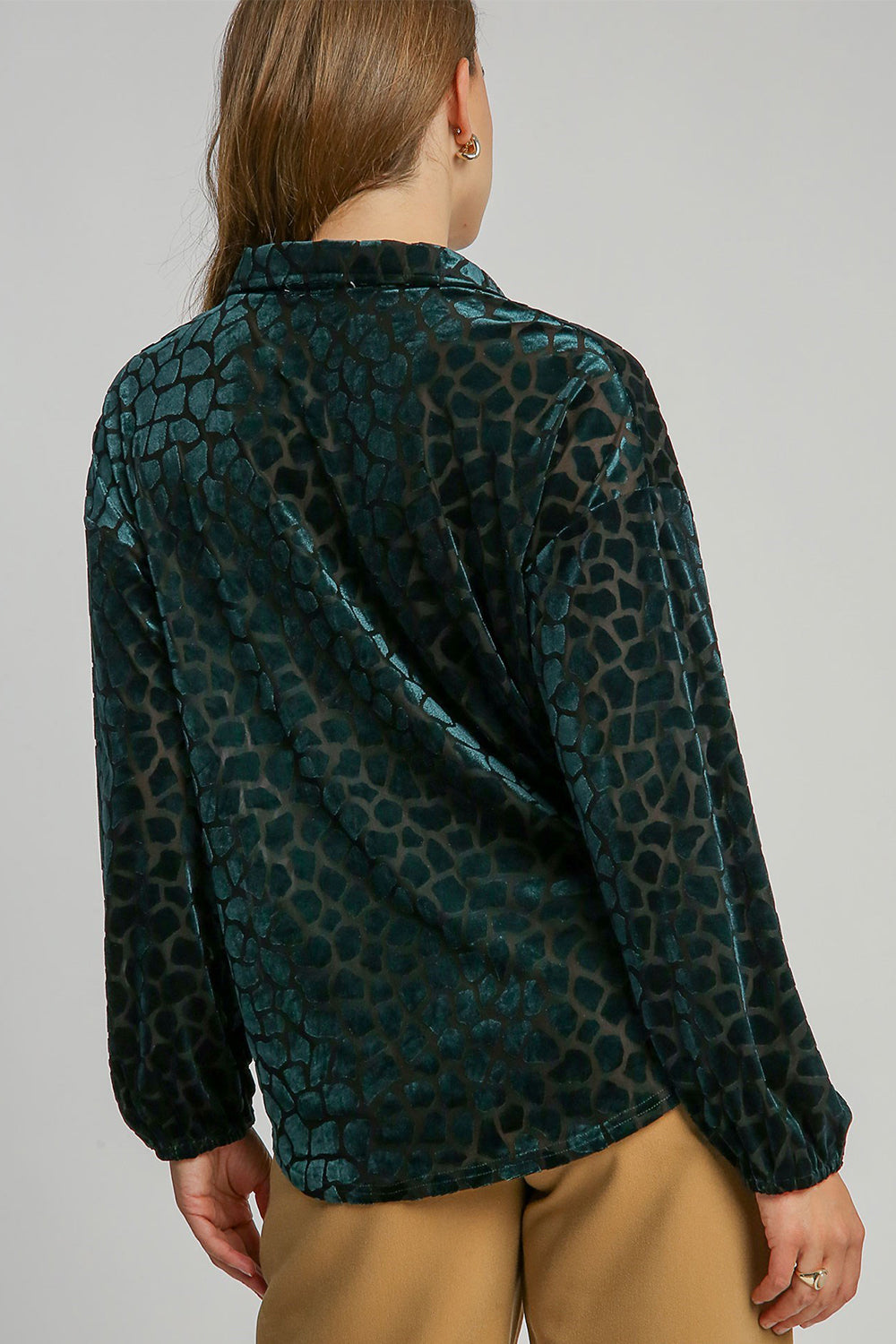 Animal Print Button Up Velvet Shirt