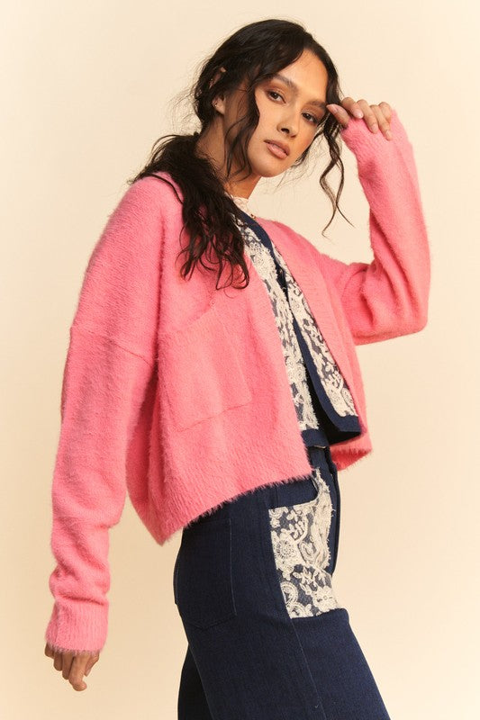 Open Front Drop Shoulder Cardigan