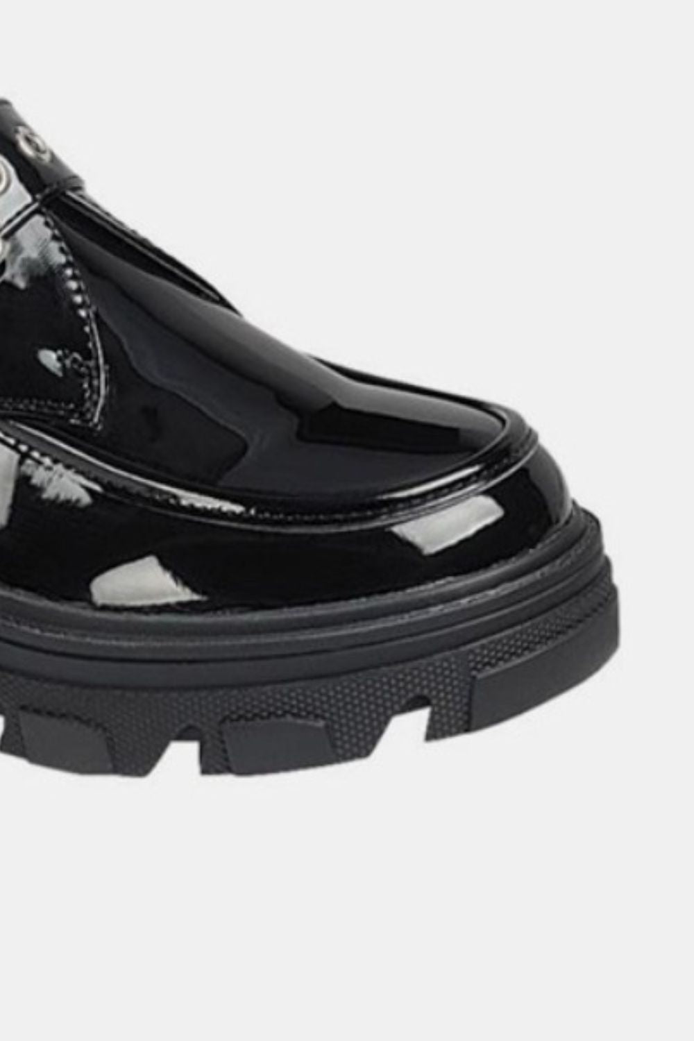 Buckled Platform Lug Sole Loafers - Black