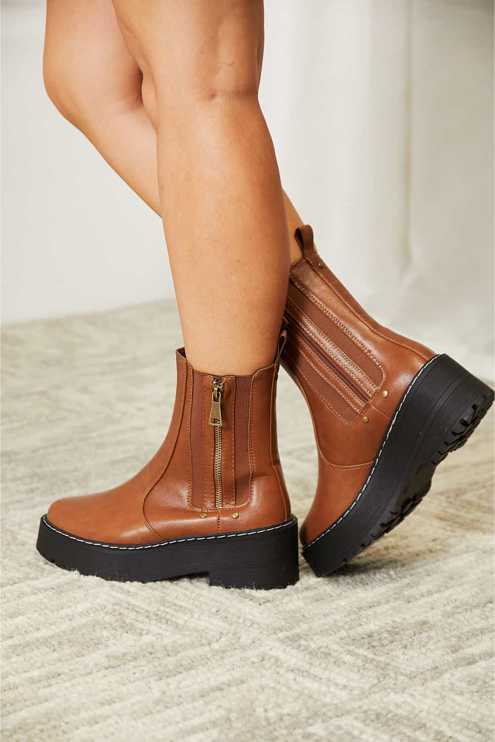 Side Zip Platform Boots