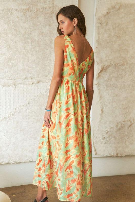 Abstract Floral V-Neck Maxi Dress - Wildflower Hippies