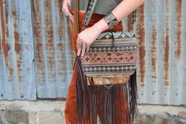 Axis Deer Hide Printed Leather Crossbody Handbag - Wildflower Hippies