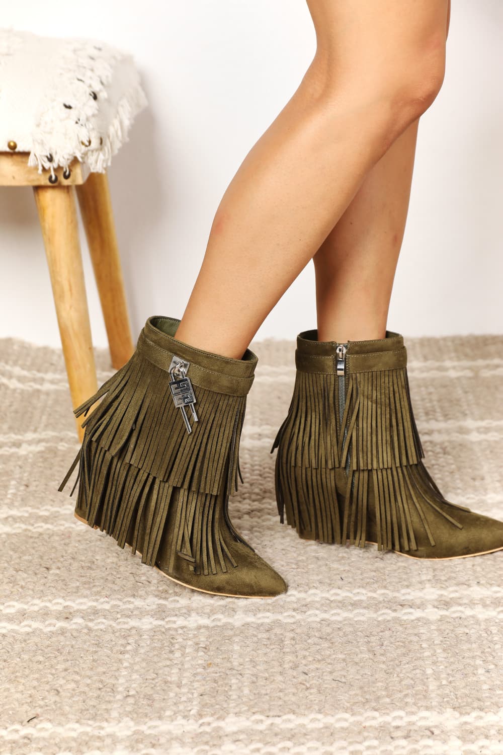 Women's Tassel Wedge Heel Ankle Booties