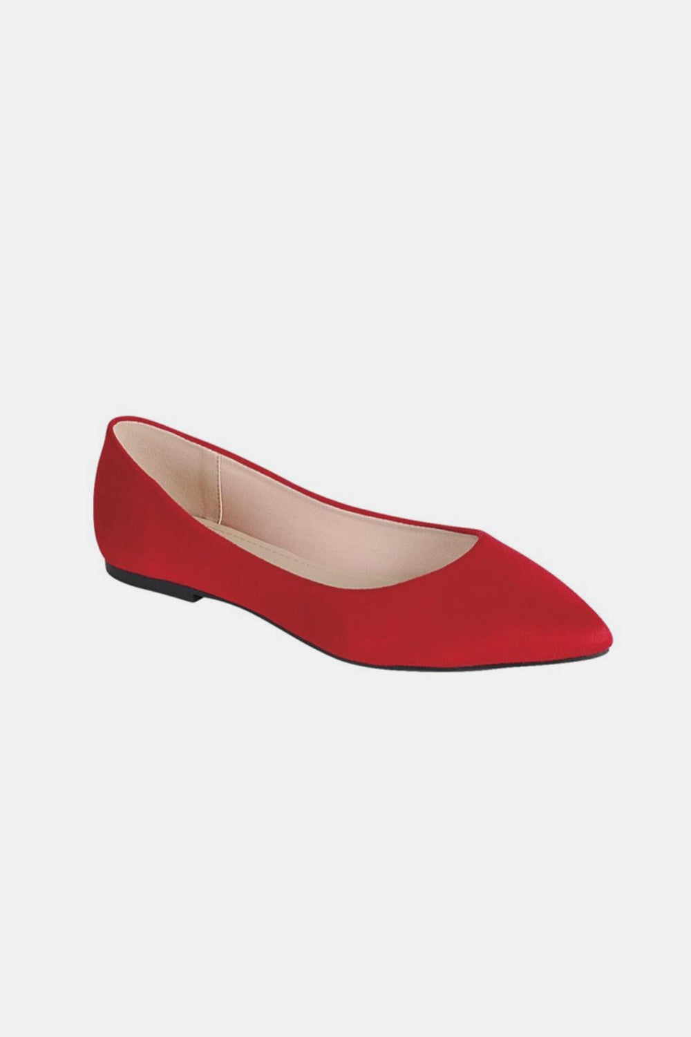 Pointy Toe Slip On Flat Loafers - Red