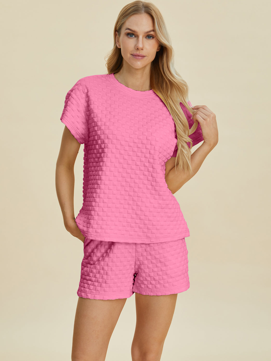 Texture T-Shirt and Shorts Set