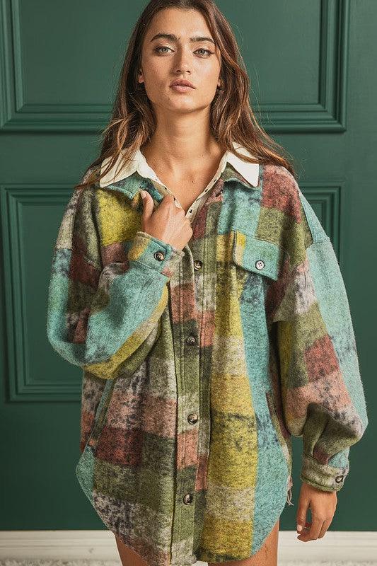 BiBi Loose Fit Buttoned Down Check Shirt Jacket - Wildflower Hippies