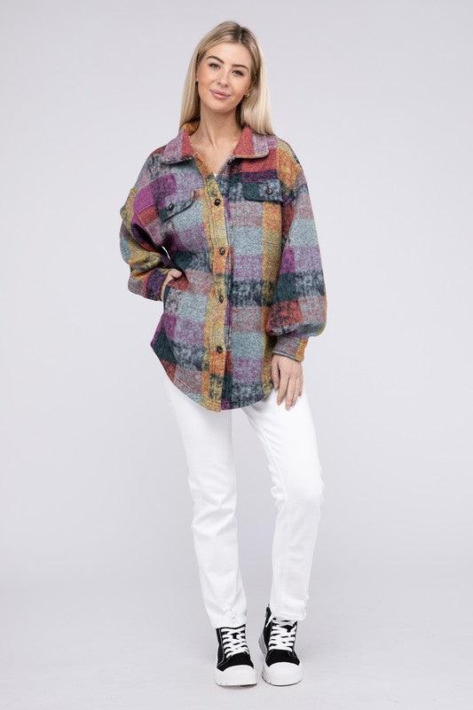 BiBi Loose Fit Buttoned Down Check Shirt Jacket - Wildflower Hippies