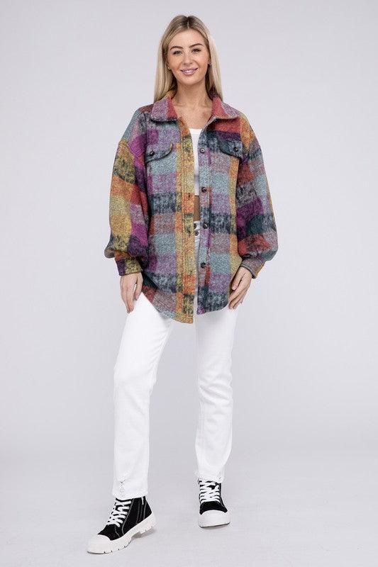 BiBi Loose Fit Buttoned Down Check Shirt Jacket - Wildflower Hippies