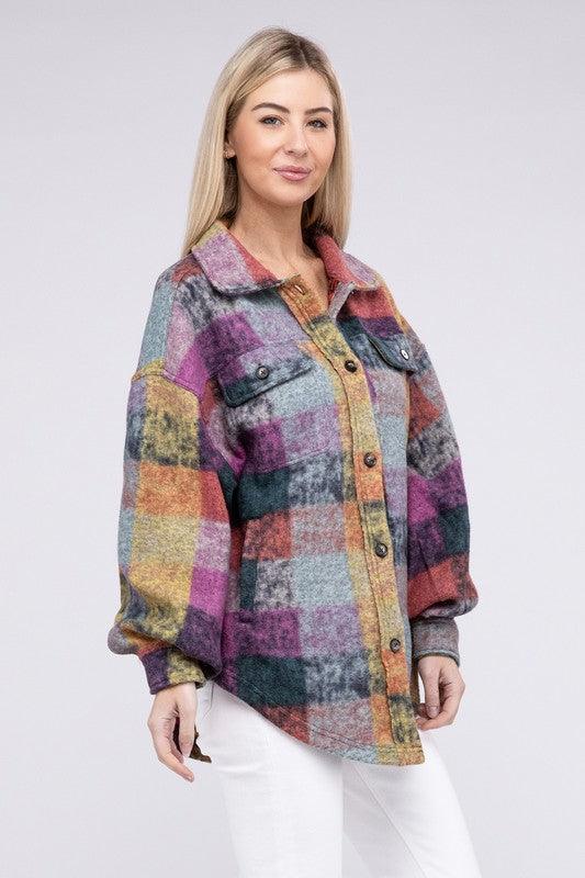 BiBi Loose Fit Buttoned Down Check Shirt Jacket - Wildflower Hippies