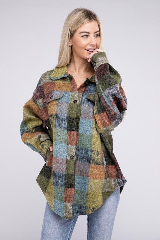 BiBi Loose Fit Buttoned Down Check Shirt Jacket - Wildflower Hippies