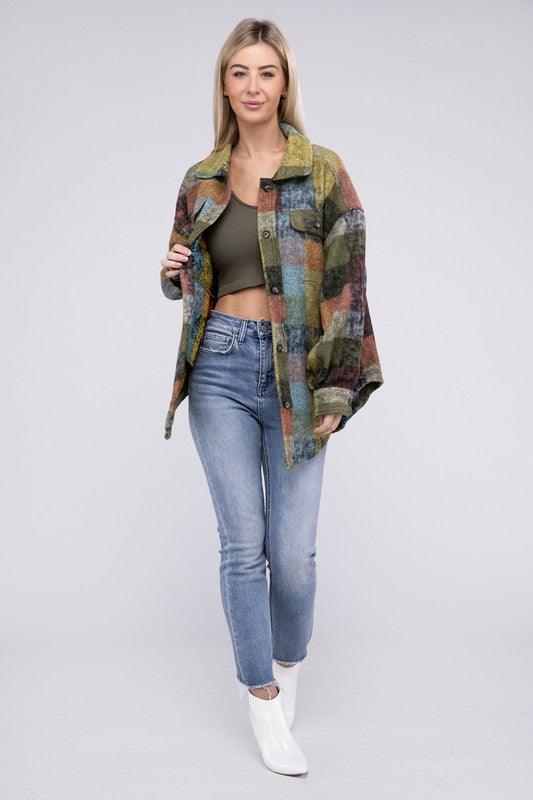 BiBi Loose Fit Buttoned Down Check Shirt Jacket - Wildflower Hippies