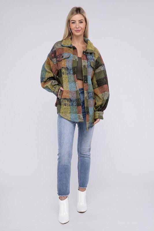 BiBi Loose Fit Buttoned Down Check Shirt Jacket - Wildflower Hippies