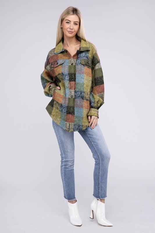 BiBi Loose Fit Buttoned Down Check Shirt Jacket - Wildflower Hippies