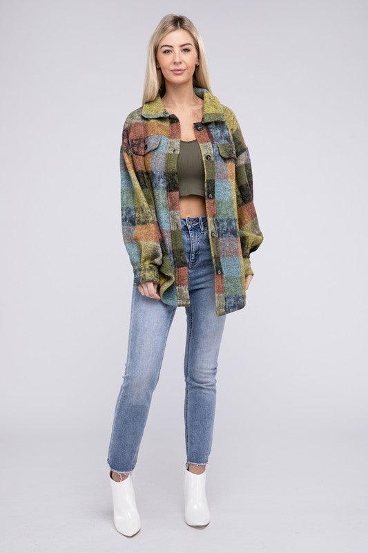 BiBi Loose Fit Buttoned Down Check Shirt Jacket - Wildflower Hippies