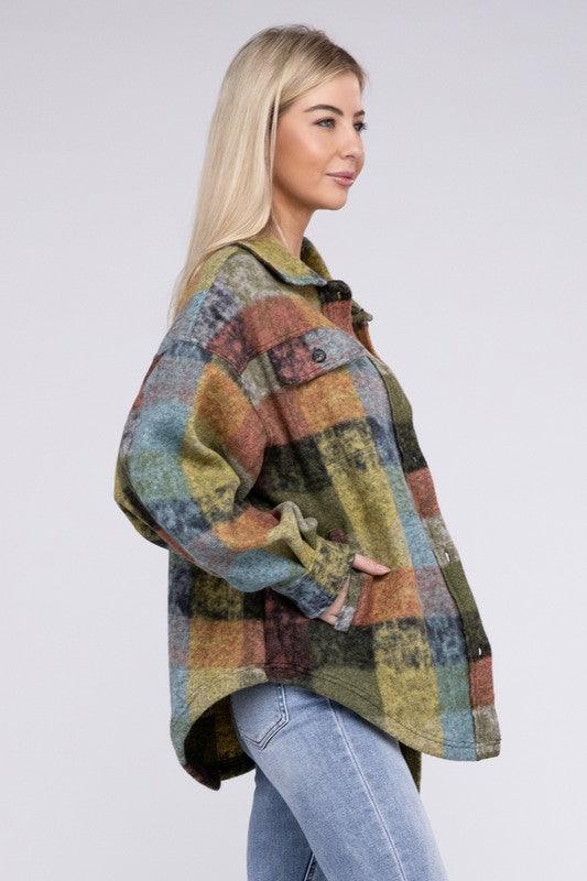 BiBi Loose Fit Buttoned Down Check Shirt Jacket - Wildflower Hippies