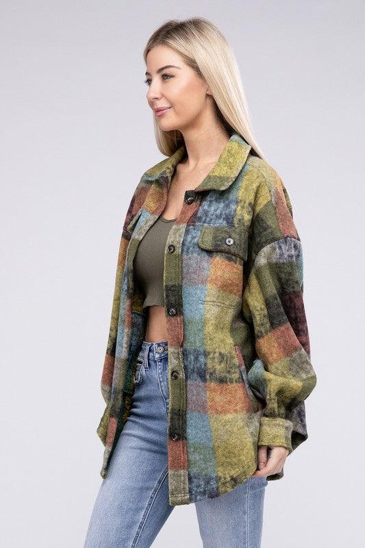 BiBi Loose Fit Buttoned Down Check Shirt Jacket - Wildflower Hippies