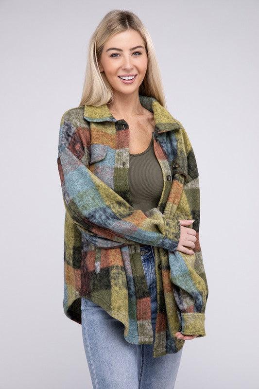 BiBi Loose Fit Buttoned Down Check Shirt Jacket - Wildflower Hippies