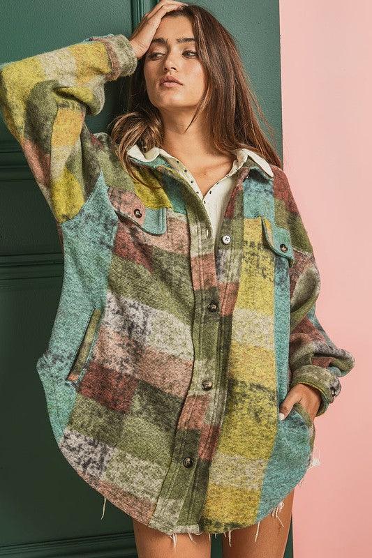 BiBi Loose Fit Buttoned Down Check Shirt Jacket - Wildflower Hippies